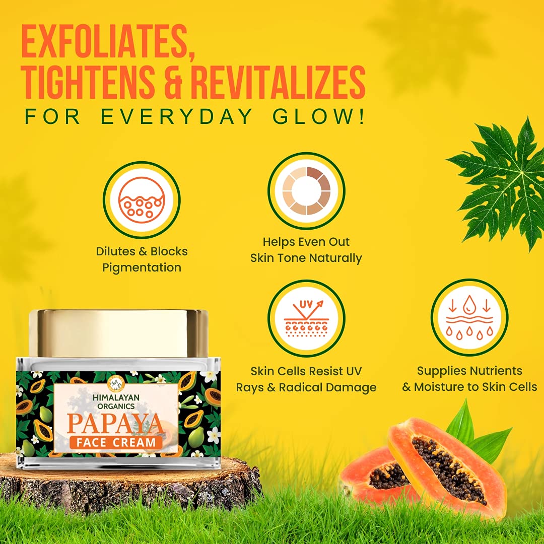 Himalayan Organics Papaya Face Cream 50 ml | With Turmeric & Aloe Vera | Anti Blemish & De Pigmentation Cream | Reduces Dark Spots | For Flawless & Blemish Free Complexion | For Men & Women, Pack of 1 Himalayan Organics Papaya Face Cream 50 ml | With Turmeric & Aloe Vera | Anti Blemish & De Pigmentation Cream | Reduces Dark Spots | For Flawless & Blemish Free Complexion | For Men & Women, Pack of 1