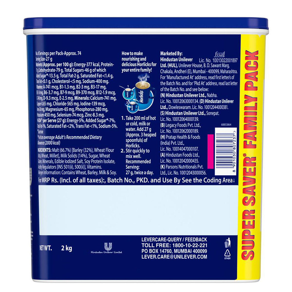 Horlicks Classic Malt Flavour Nutrition Drink Powder 2 kg | Support Immunity | Improves Bone & Muscle Health | Healthy Weight Gain, Pack of 1 Horlicks Classic Malt Flavour Nutrition Drink Powder 2 kg | Support Immunity | Improves Bone & Muscle Health | Healthy Weight Gain, Pack of 1