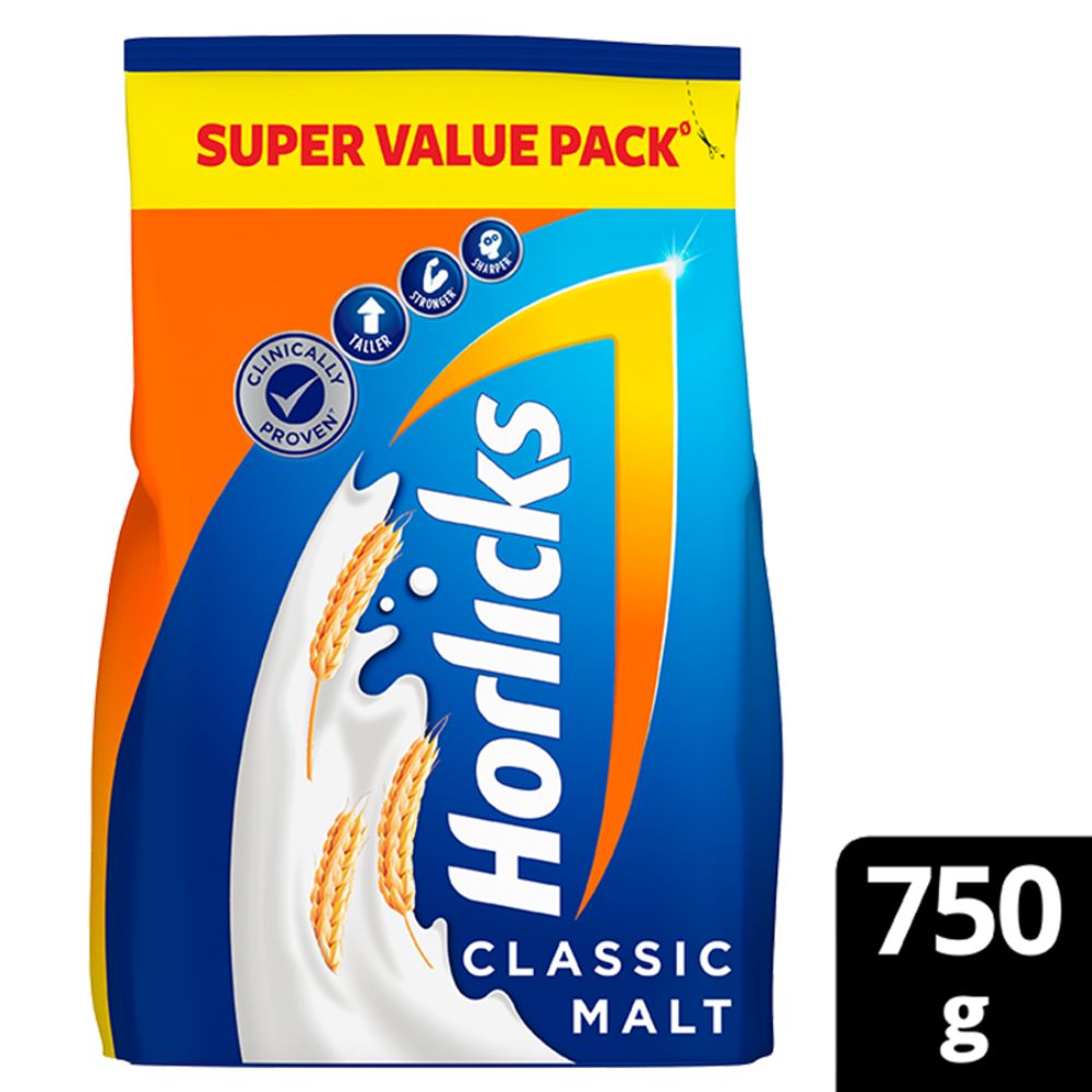 Horlicks Classic Malt Flavour Nutrition Drink Powder 750 gm Refill Pack | Support Immunity | Improves Bone & Muscle Health | Healthy Weight Gain, Pack of 1 Horlicks Classic Malt Flavour Nutrition Drink Powder 750 gm Refill Pack | Support Immunity | Improves Bone & Muscle Health | Healthy Weight Gain, Pack of 1