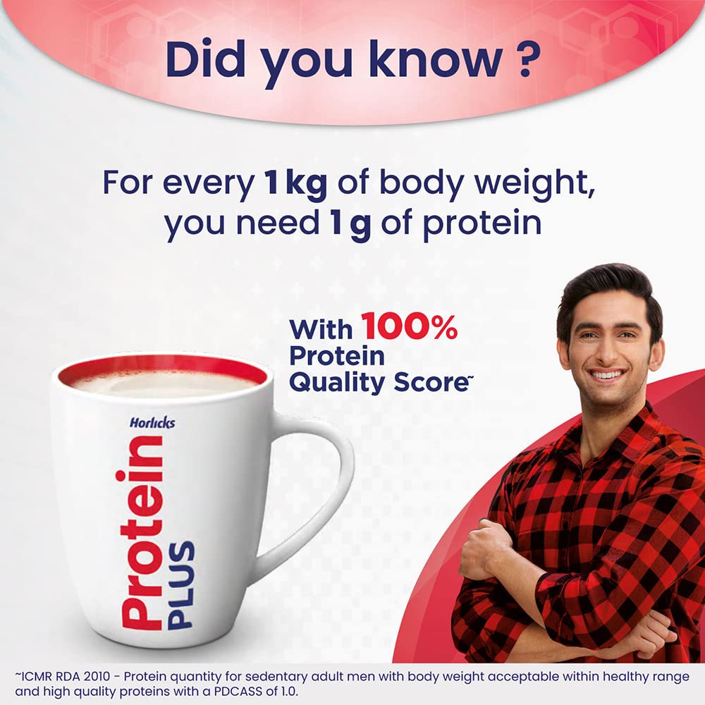 Horlicks Protein Plus Vanilla Flavour Nutrition Powder 400 gm | Triple Protein Blend Of Soy, Whey, Casein | Helps To Build Muscle Mass, Pack of 1 Horlicks Protein Plus Vanilla Flavour Nutrition Powder 400 gm | Triple Protein Blend Of Soy, Whey, Casein | Helps To Build Muscle Mass, Pack of 1
