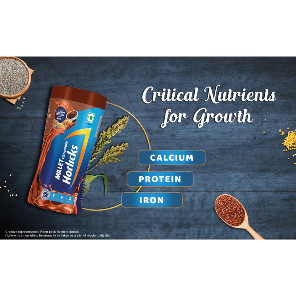 Horlicks Millet Chocolate Flavour Nutrition Powder 400 gm | Protein, Calcium, Iron | Support Immunity | Improves Bone & Muscle Health | Healthy Weight Gain, Pack of 1 Horlicks Millet Chocolate Flavour Nutrition Powder 400 gm | Protein, Calcium, Iron | Support Immunity | Improves Bone & Muscle Health | Healthy Weight Gain, Pack of 1