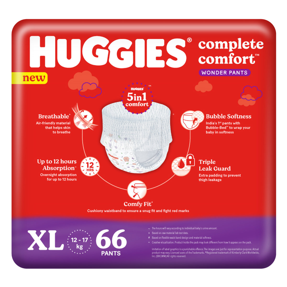 Huggies Complete Comfort Wonder Baby Diaper Pants XL, 66 Count, Pack of 1 Huggies Complete Comfort Wonder Baby Diaper Pants XL, 66 Count, Pack of 1
