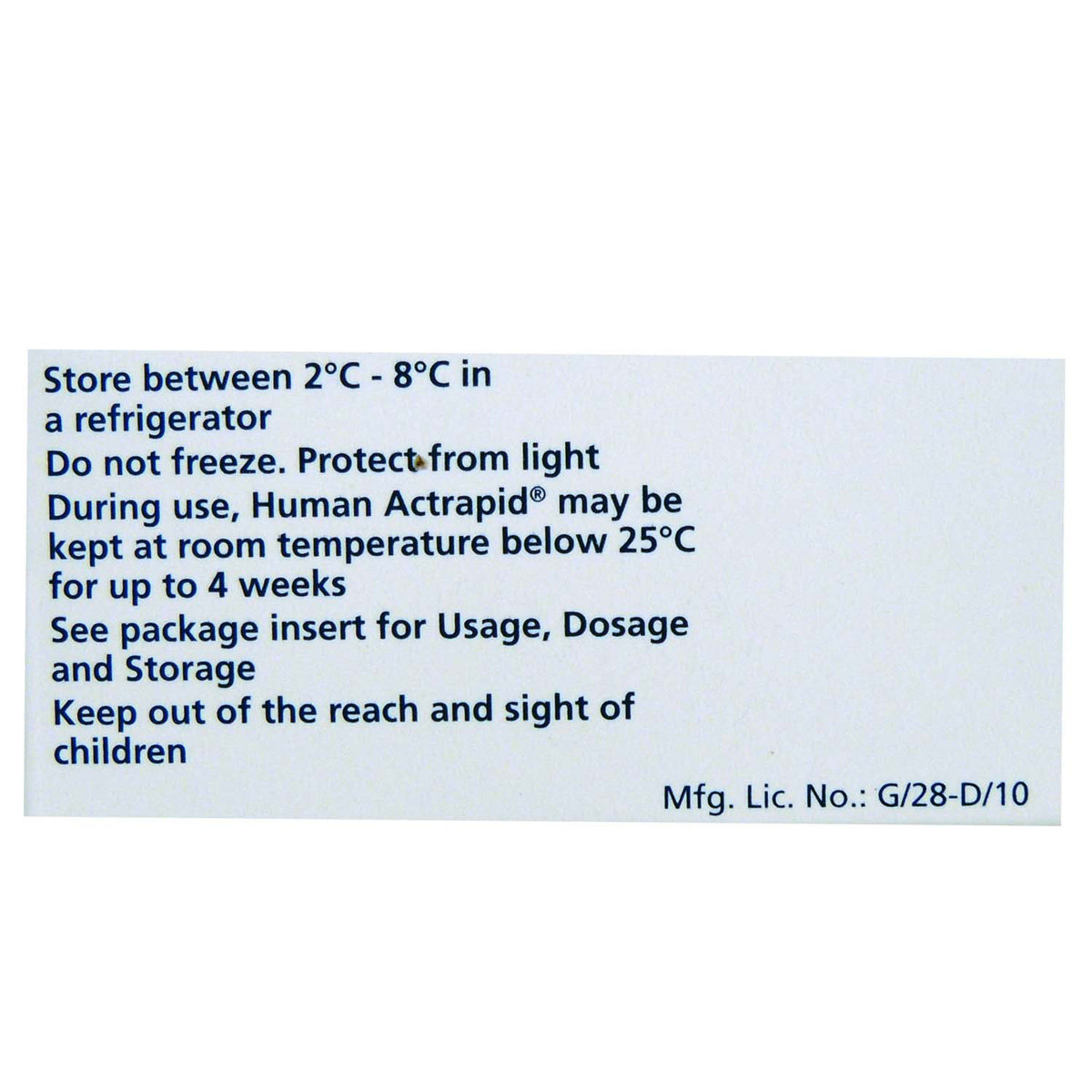 Human Actrapid 40IU/ml Solution for Injection 10 ml, Pack of 1 INJECTION Human Actrapid 40IU/ml Solution for Injection 10 ml, Pack of 1 INJECTION