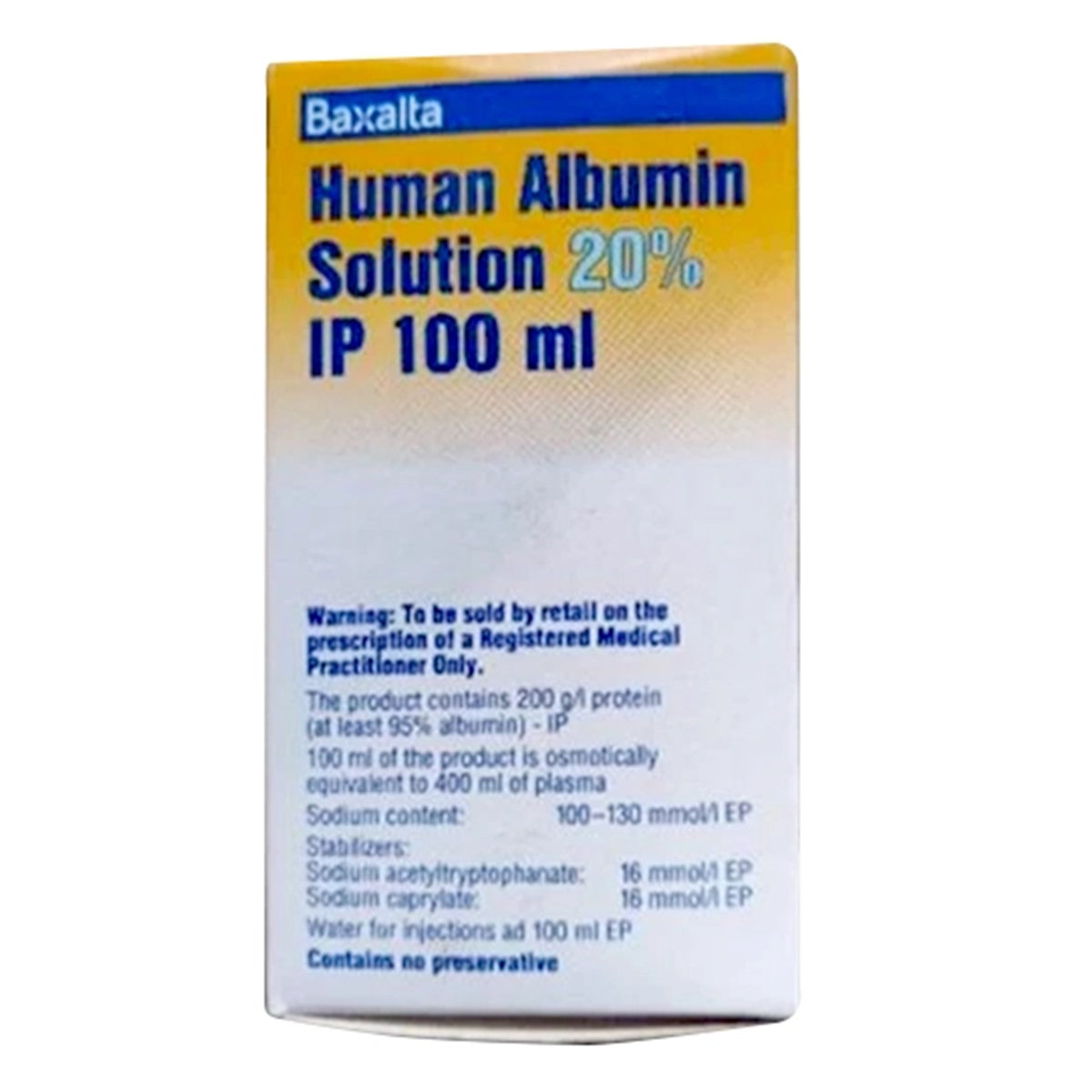 Human Albumin 20% EP Injection 100 ml, Pack of 1 INJECTION Human Albumin 20% EP Injection 100 ml, Pack of 1 INJECTION