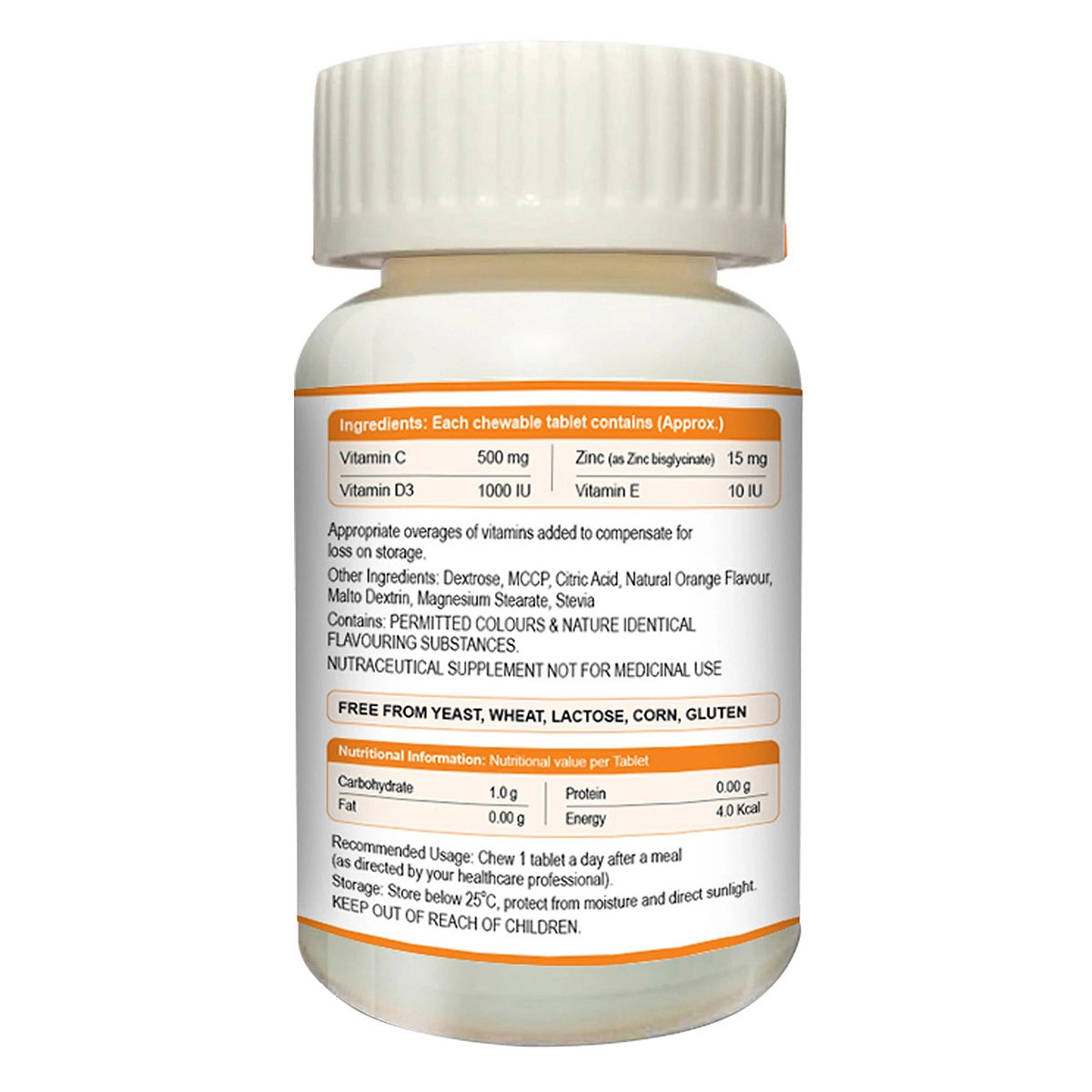 Imunbites-Ez Sugar Free Orange Flav Chewable, 30 Tablets, Pack of 1 Imunbites-Ez Sugar Free Orange Flav Chewable, 30 Tablets, Pack of 1