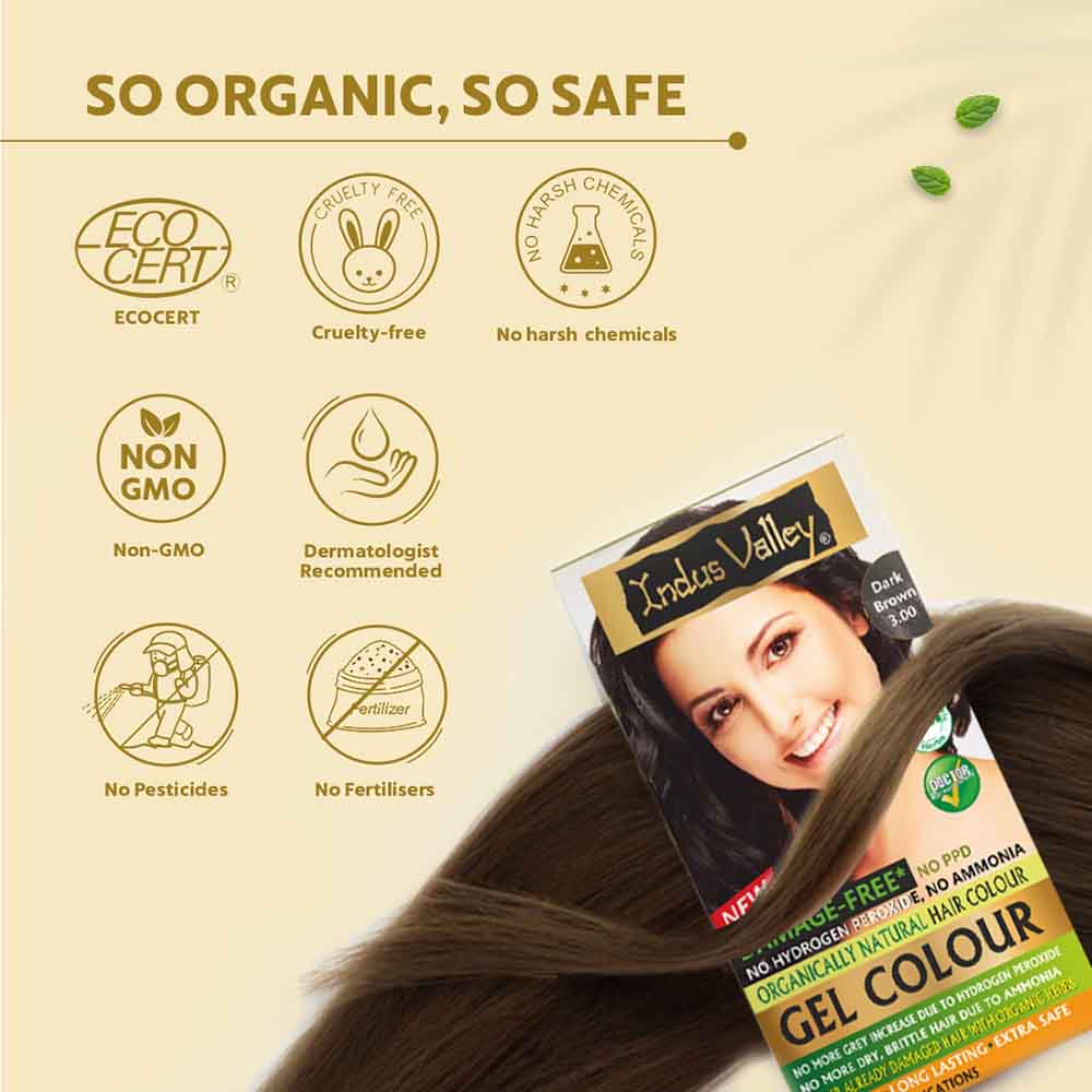 Indus Valley Organically Natural Gel Dark Brown 3.0 Hair Color, 200 ml, Pack of 1 Indus Valley Organically Natural Gel Dark Brown 3.0 Hair Color, 200 ml, Pack of 1