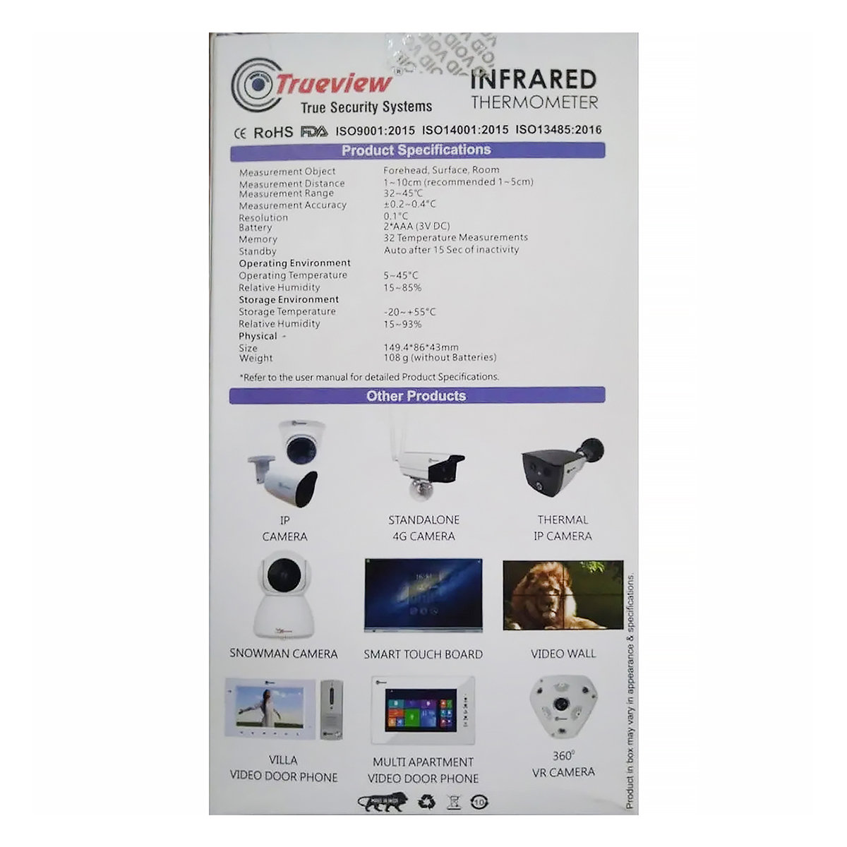 Trueview Infrared Thermometer Model-i413, 1 Count, Pack of 1 Trueview Infrared Thermometer Model-i413, 1 Count, Pack of 1