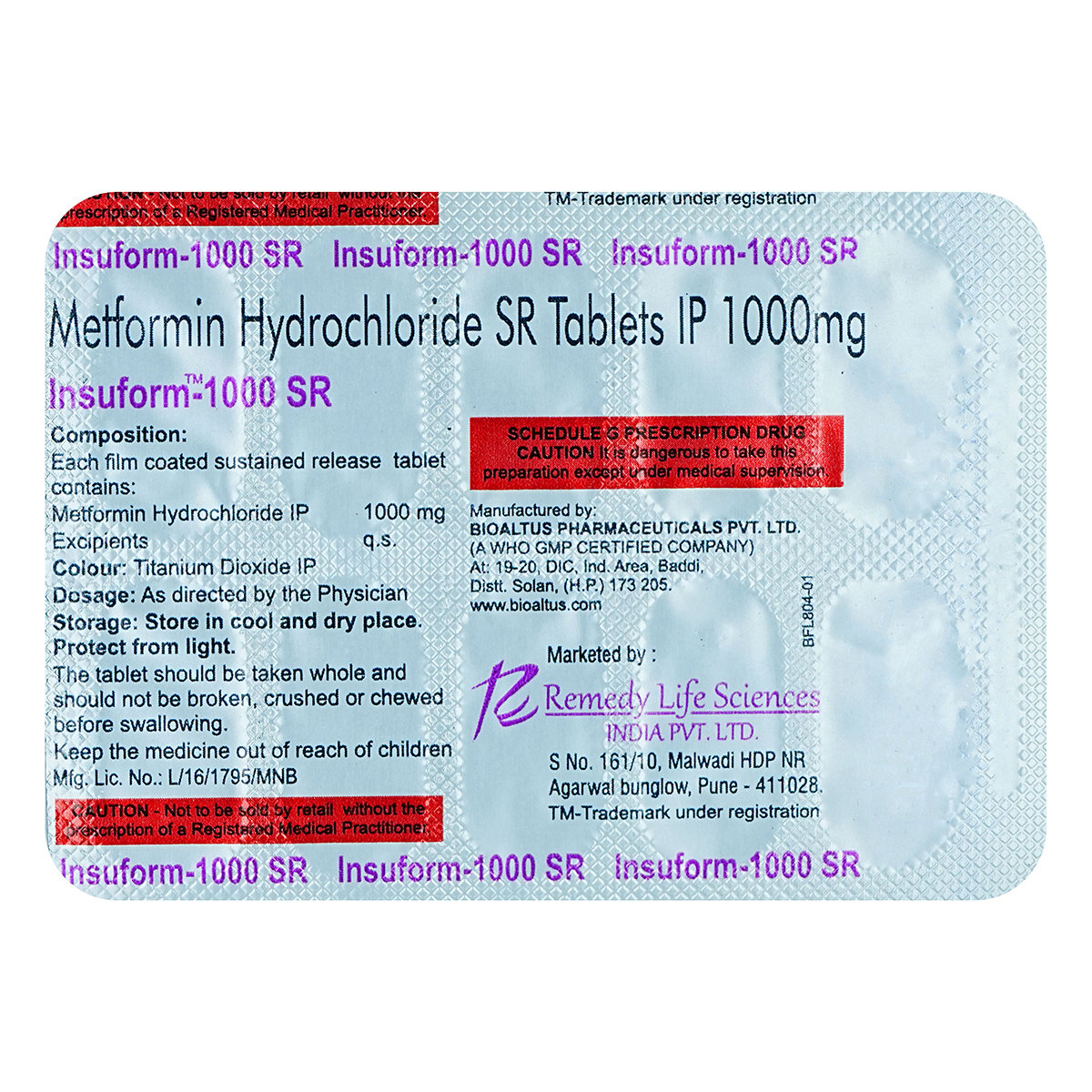 Insuform SR 1000 mg Tablet 10's, Pack of 10 IndiaS Insuform SR 1000 mg Tablet 10's, Pack of 10 IndiaS