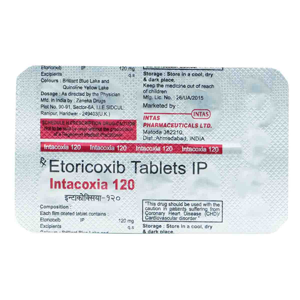 Intacoxia 120 mg Tablet 10's, Pack of 10 TabletS Intacoxia 120 mg Tablet 10's, Pack of 10 TabletS