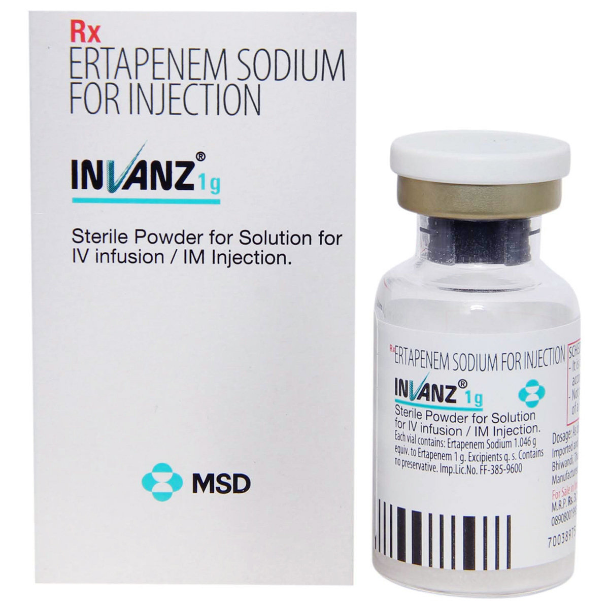 Invanz 1gm Injection 1's, Pack of 1 INJECTION Invanz 1gm Injection 1's, Pack of 1 INJECTION