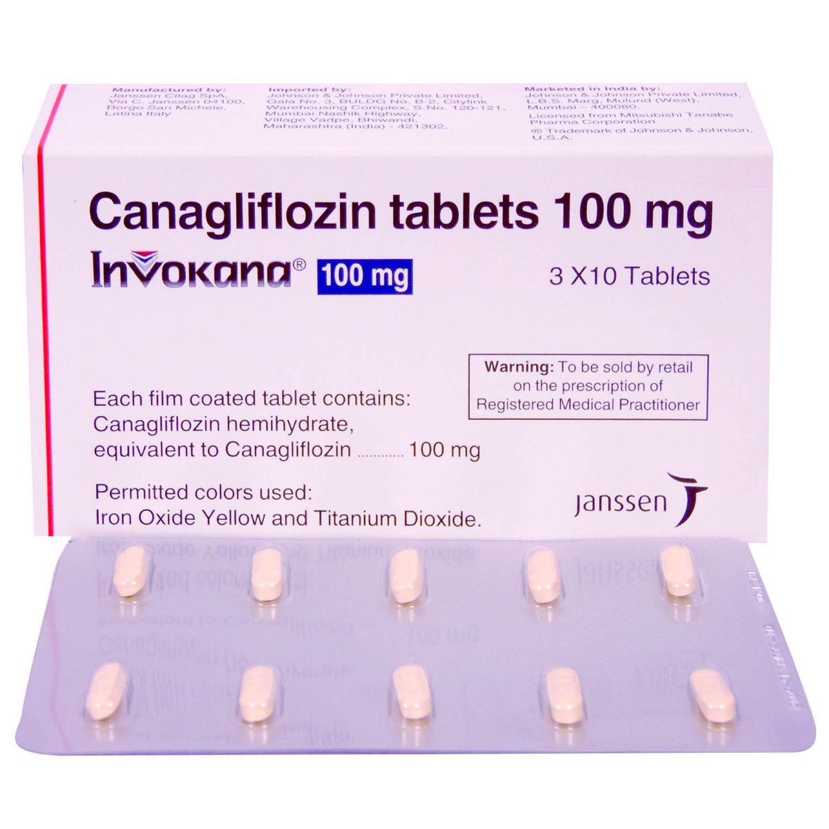 Invokana 100 mg Tablet 10's, Pack of 10 TABLETS Invokana 100 mg Tablet 10's, Pack of 10 TABLETS