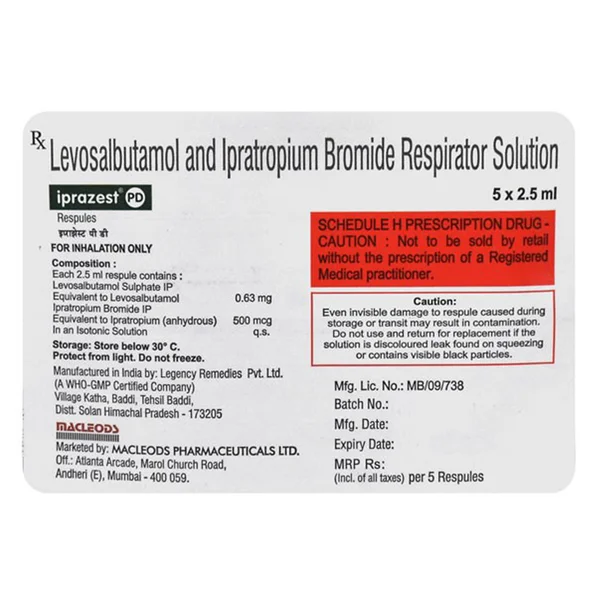 Iprazest PD Respules 5X2.5 ml, Pack of 5 RESPULESS