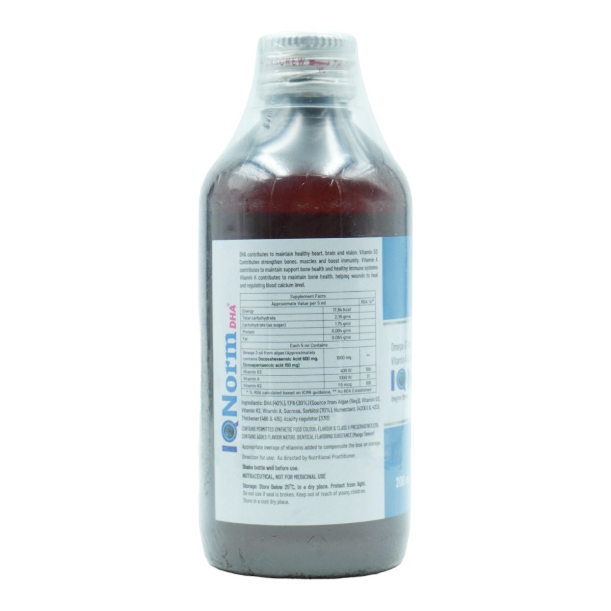 Iqnorm DHA Mango Suspension 200 ml, Pack of 1 Iqnorm DHA Mango Suspension 200 ml, Pack of 1