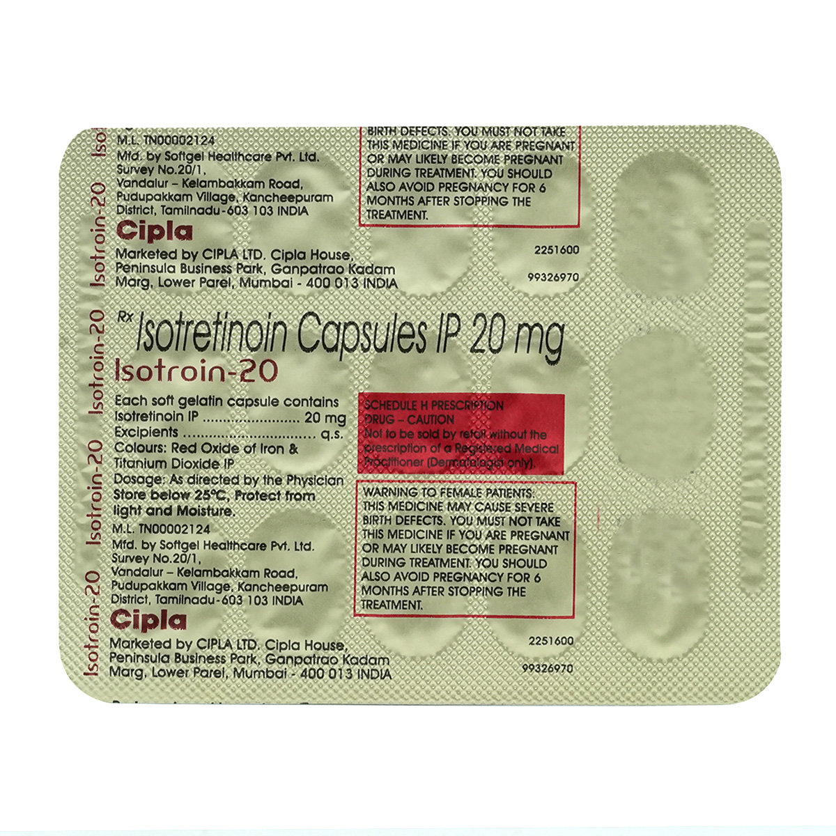 Isotroin-20 Softgel Capsule 15's, Pack of 15 CapsuleS Isotroin-20 Softgel Capsule 15's, Pack of 15 CapsuleS