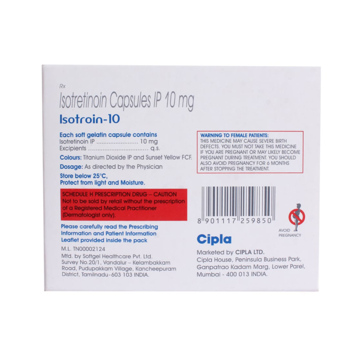 Isotroin-10 Capsule 15's, Pack of 15 CAPSULES Isotroin-10 Capsule 15's, Pack of 15 CAPSULES