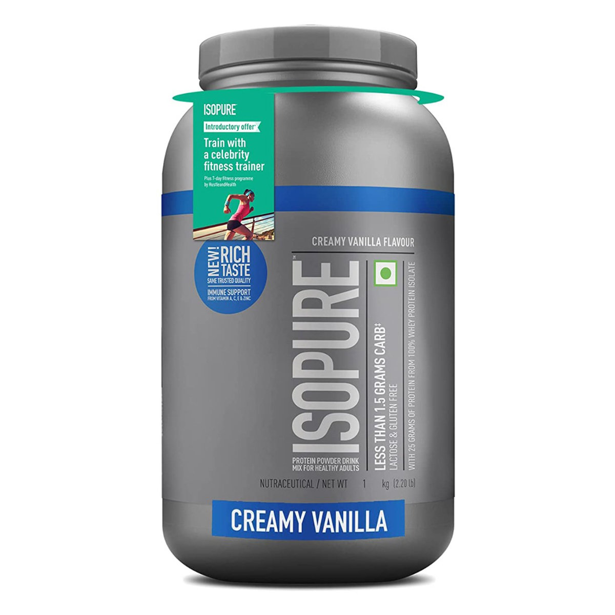 Isopure Less Than 1.5 gm Carbs 100% Whey Protein Isolate Creamy Vanilla Flavour Powder, 2.20 lb, Pack of 1 Isopure Less Than 1.5 gm Carbs 100% Whey Protein Isolate Creamy Vanilla Flavour Powder, 2.20 lb, Pack of 1