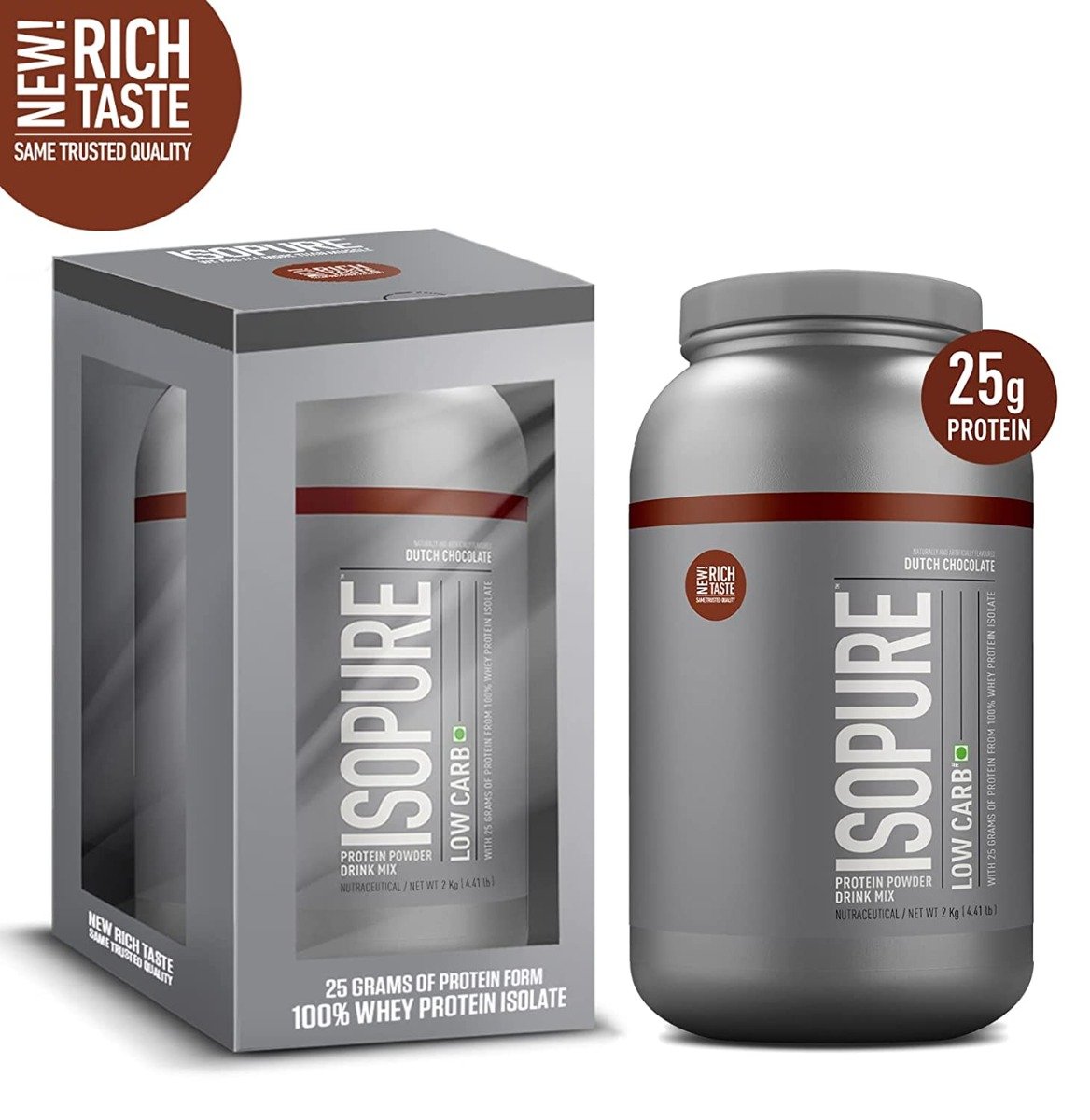 Isopure Low Carb 100% Whey Protein Isolate Dutch Chocolate Flavour Powder, 4.41 lb, Pack of 1 Isopure Low Carb 100% Whey Protein Isolate Dutch Chocolate Flavour Powder, 4.41 lb, Pack of 1
