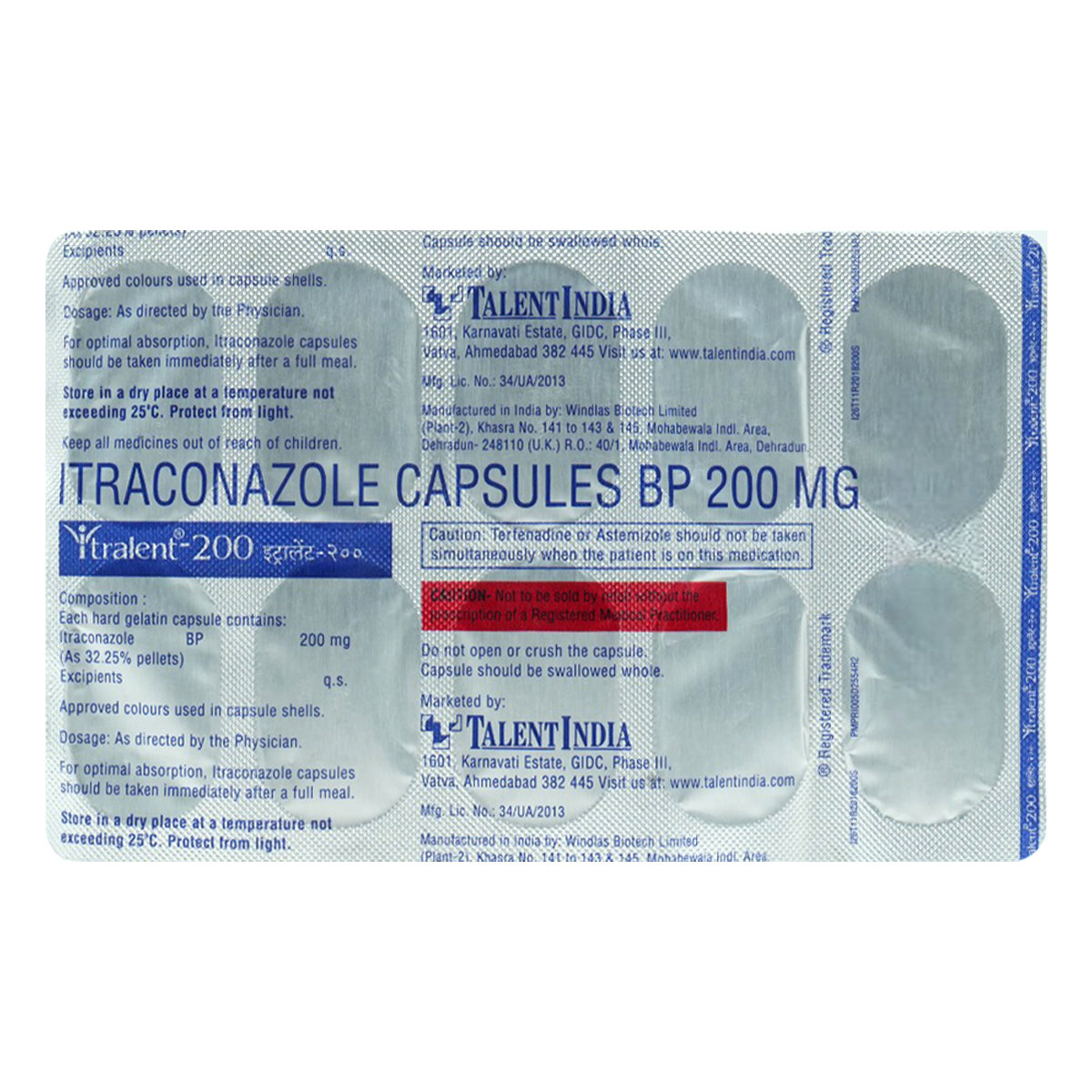 Itralent-200Mg Capsule 10'S, Pack of 10 CapsuleS Itralent-200Mg Capsule 10'S, Pack of 10 CapsuleS