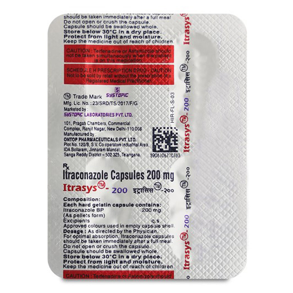 Itrasys 200 Capsule 4's, Pack of 4 CAPSULES Itrasys 200 Capsule 4's, Pack of 4 CAPSULES