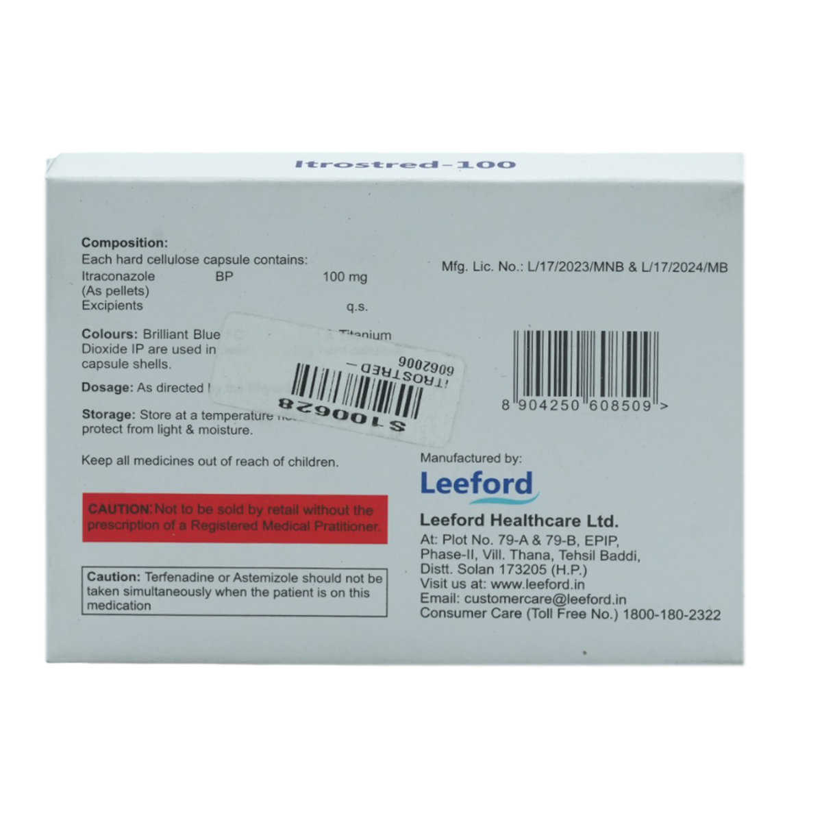 Itrostred-100 Capsule 10's, Pack of 10 CAPSULES Itrostred-100 Capsule 10's, Pack of 10 CAPSULES