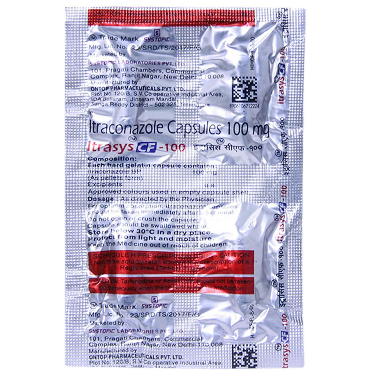 Itrasys CF 100 Capsule 4's, Pack of 4 CAPSULES Itrasys CF 100 Capsule 4's, Pack of 4 CAPSULES