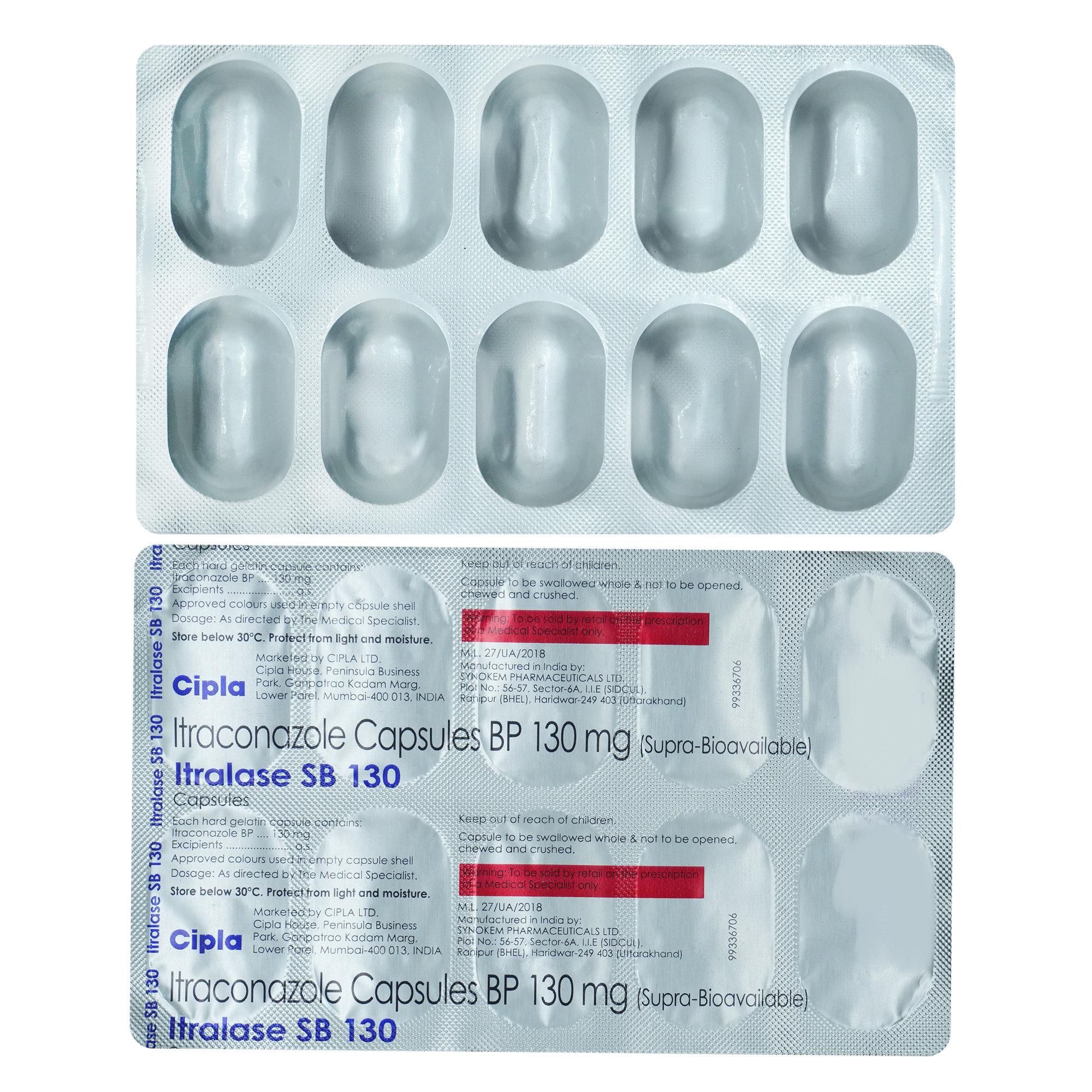 Itralase SB 130 Capsule 10's, Pack of 10 CapsuleS Itralase SB 130 Capsule 10's, Pack of 10 CapsuleS
