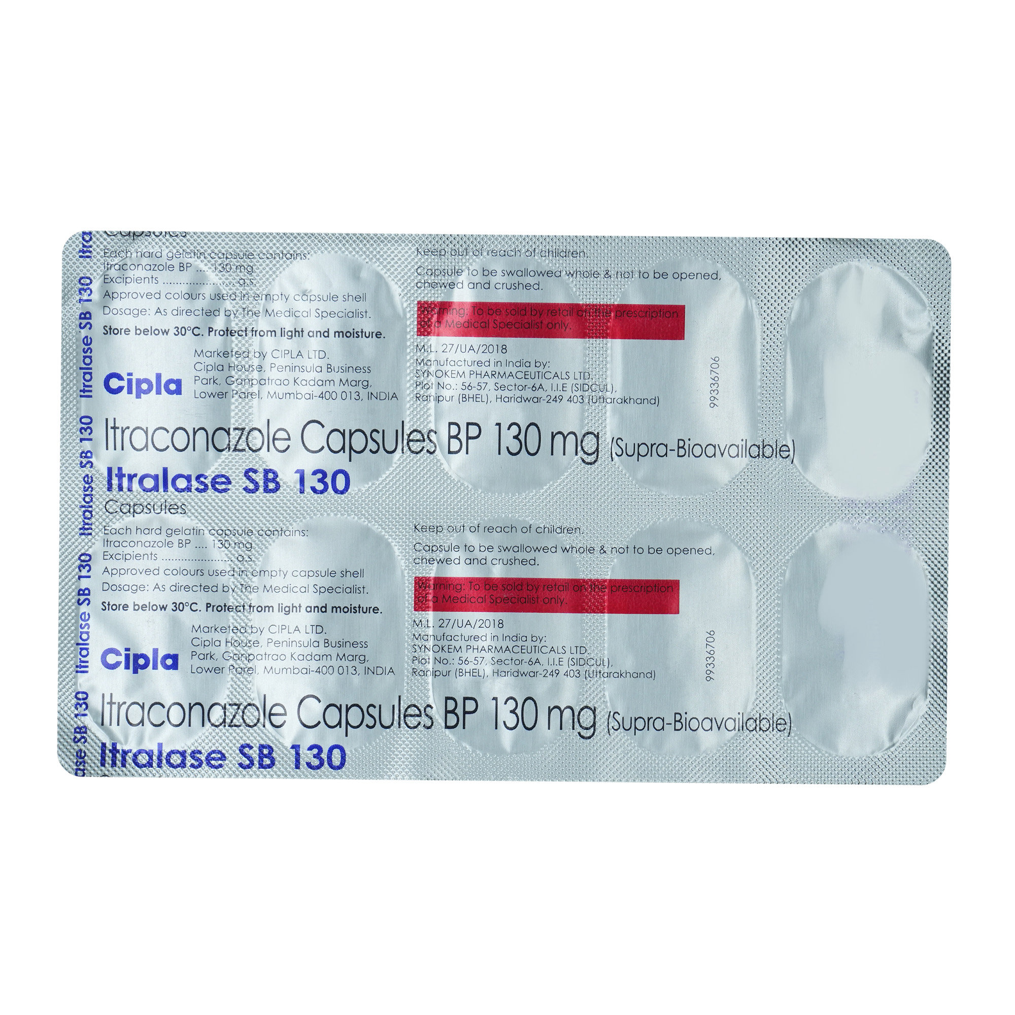 Itralase SB 130 Capsule 10's, Pack of 10 CapsuleS Itralase SB 130 Capsule 10's, Pack of 10 CapsuleS