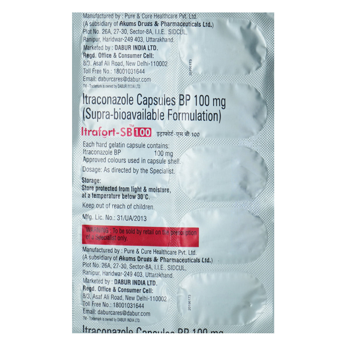 Itrafort-SB 100 Capsule 10's, Pack of 10 CapsuleS Itrafort-SB 100 Capsule 10's, Pack of 10 CapsuleS