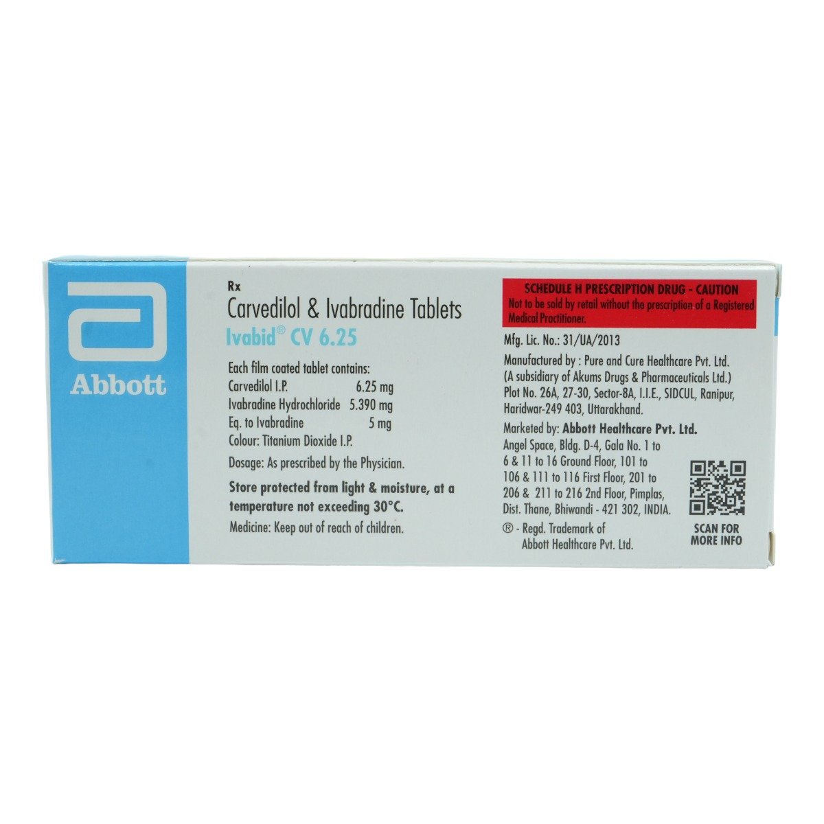 Ivabid CV 6.25 mg/5 mg Tablet 14's, Pack of 14 TabletS Ivabid CV 6.25 mg/5 mg Tablet 14's, Pack of 14 TabletS