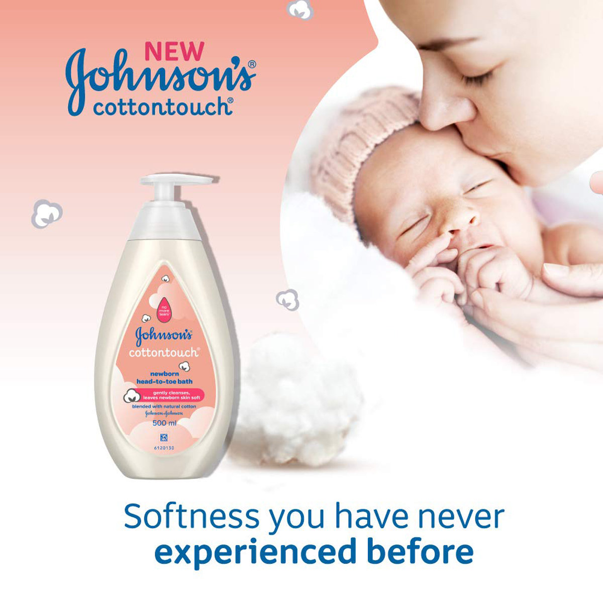 Johnson's Cottontouch New Born Head to Toe Baby Bath, 500 ml, Pack of 1 Johnson's Cottontouch New Born Head to Toe Baby Bath, 500 ml, Pack of 1
