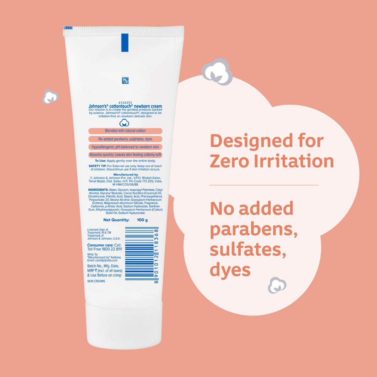 Johnson's Cottontouch New Born Cream, 100 gm, Pack of 1 Johnson's Cottontouch New Born Cream, 100 gm, Pack of 1