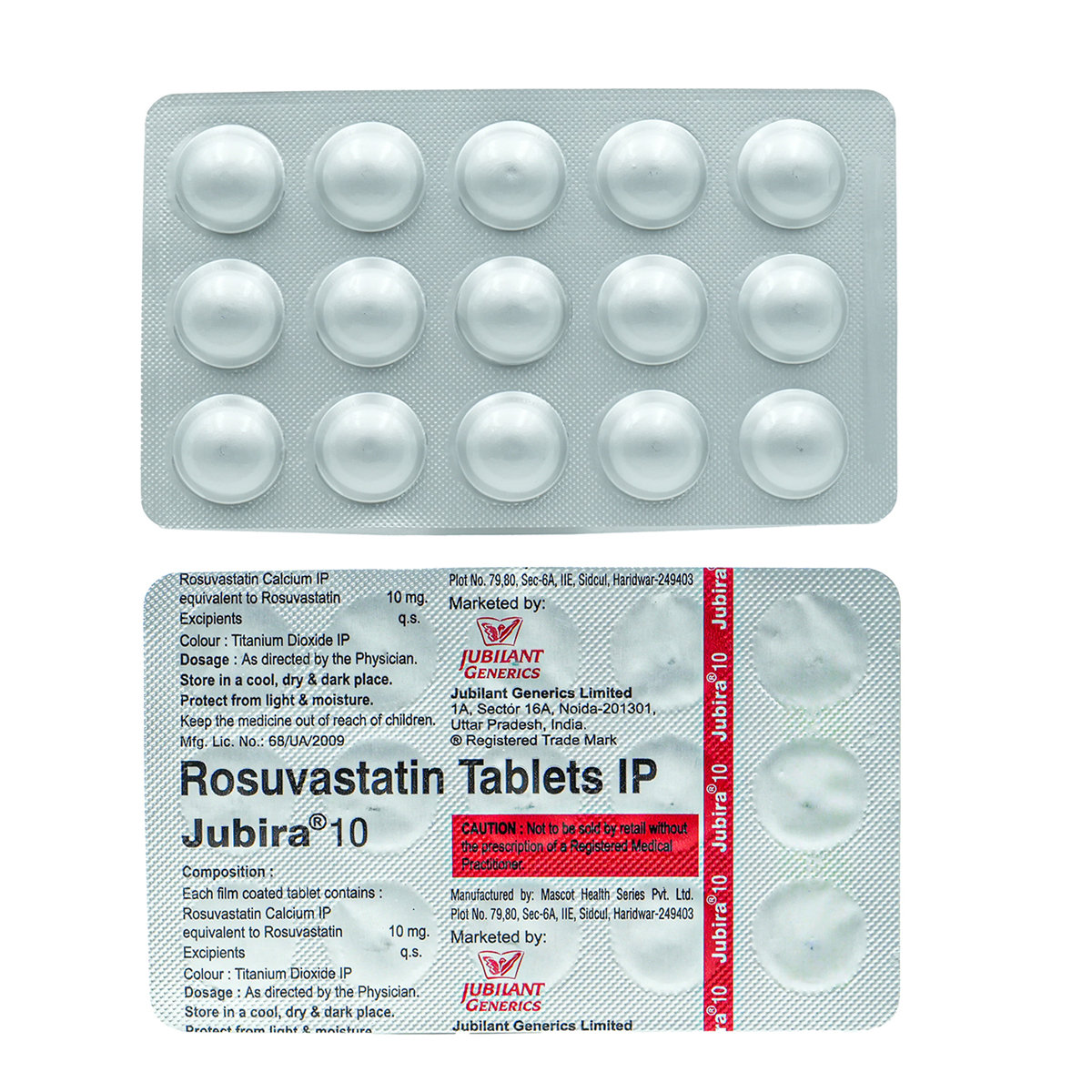 Jubira 10 mg Tablet 15's, Pack of 15 TabletS Jubira 10 mg Tablet 15's, Pack of 15 TabletS
