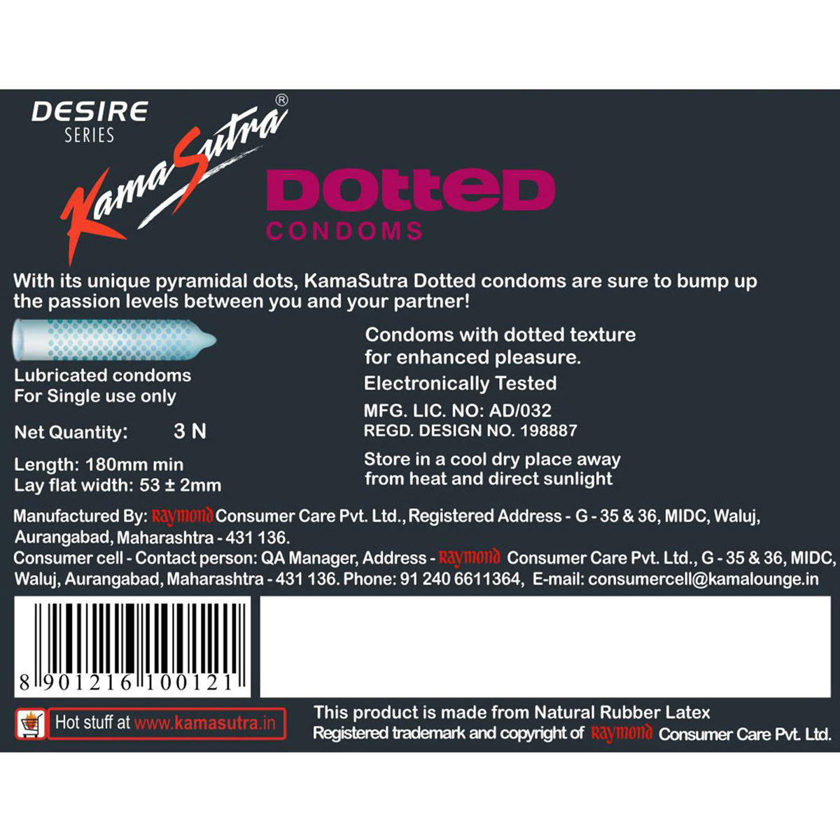 Kamasutra Dotted Condoms, 3 Count, Pack of 1 Kamasutra Dotted Condoms, 3 Count, Pack of 1