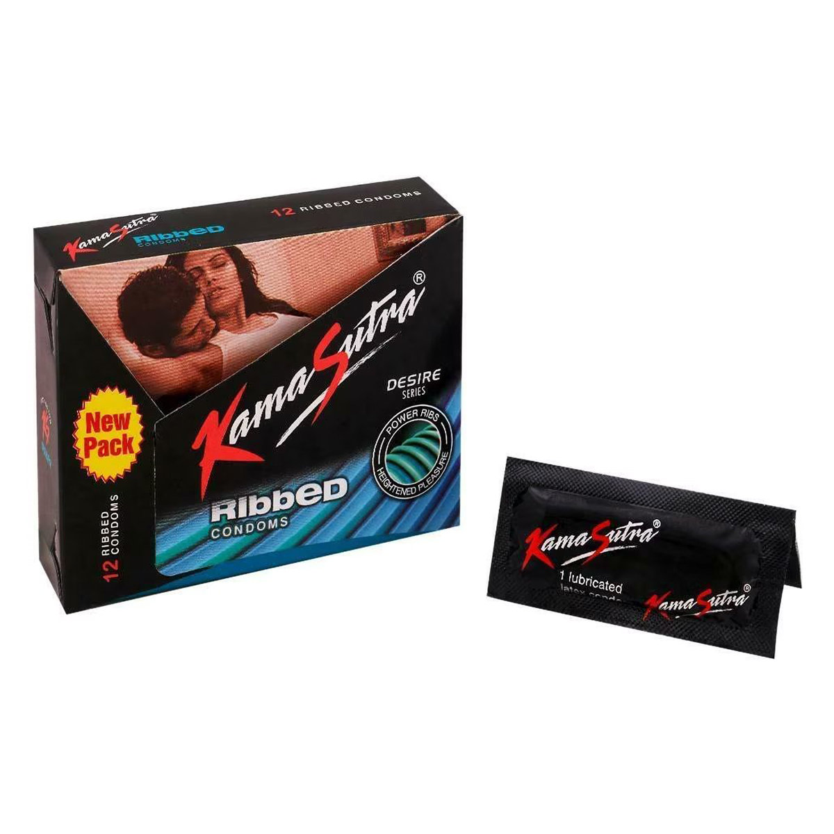 Kamasutra Ribbed Condoms, 12 Count, Pack of 1 Kamasutra Ribbed Condoms, 12 Count, Pack of 1