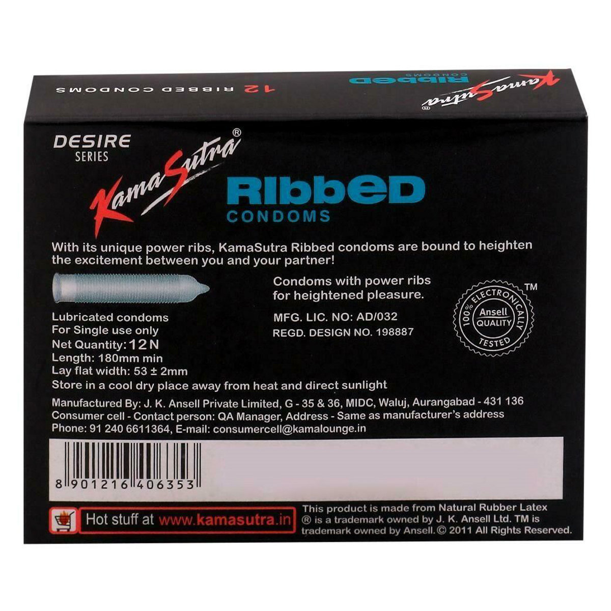 Kamasutra Ribbed Condoms, 12 Count, Pack of 1 Kamasutra Ribbed Condoms, 12 Count, Pack of 1