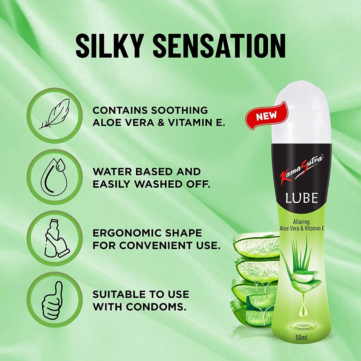 Kamasutra Aloe Vera & Vitamin E Personal Lubricant, 50 ml, Pack of 1 Kamasutra Aloe Vera & Vitamin E Personal Lubricant, 50 ml, Pack of 1
