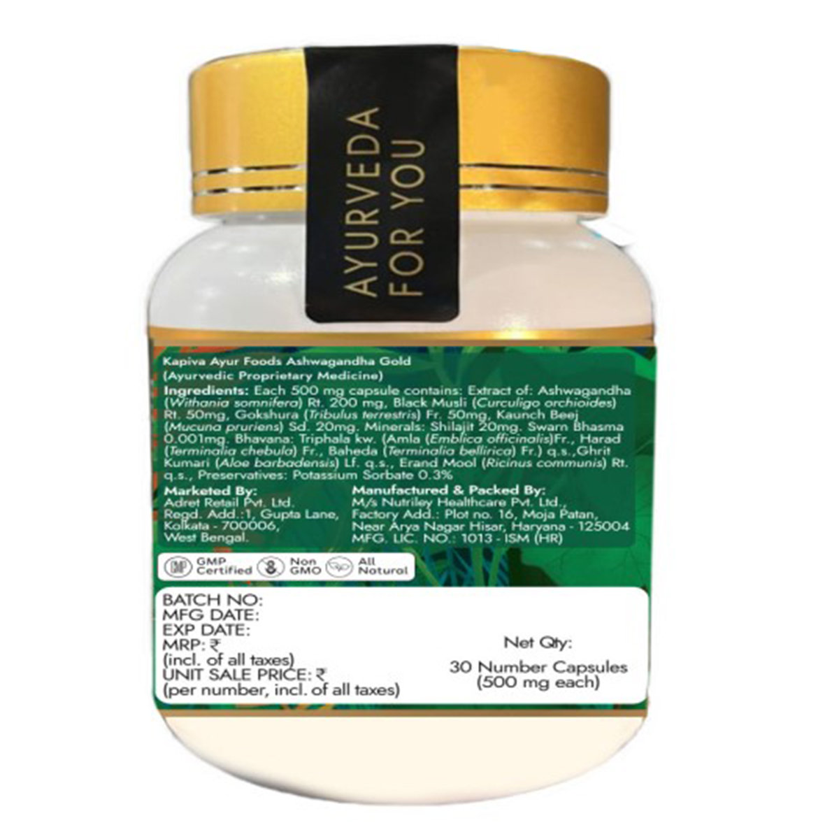 Kapiva Ashwagandha Gold, 30 Capsules, Pack of 1 Kapiva Ashwagandha Gold, 30 Capsules, Pack of 1