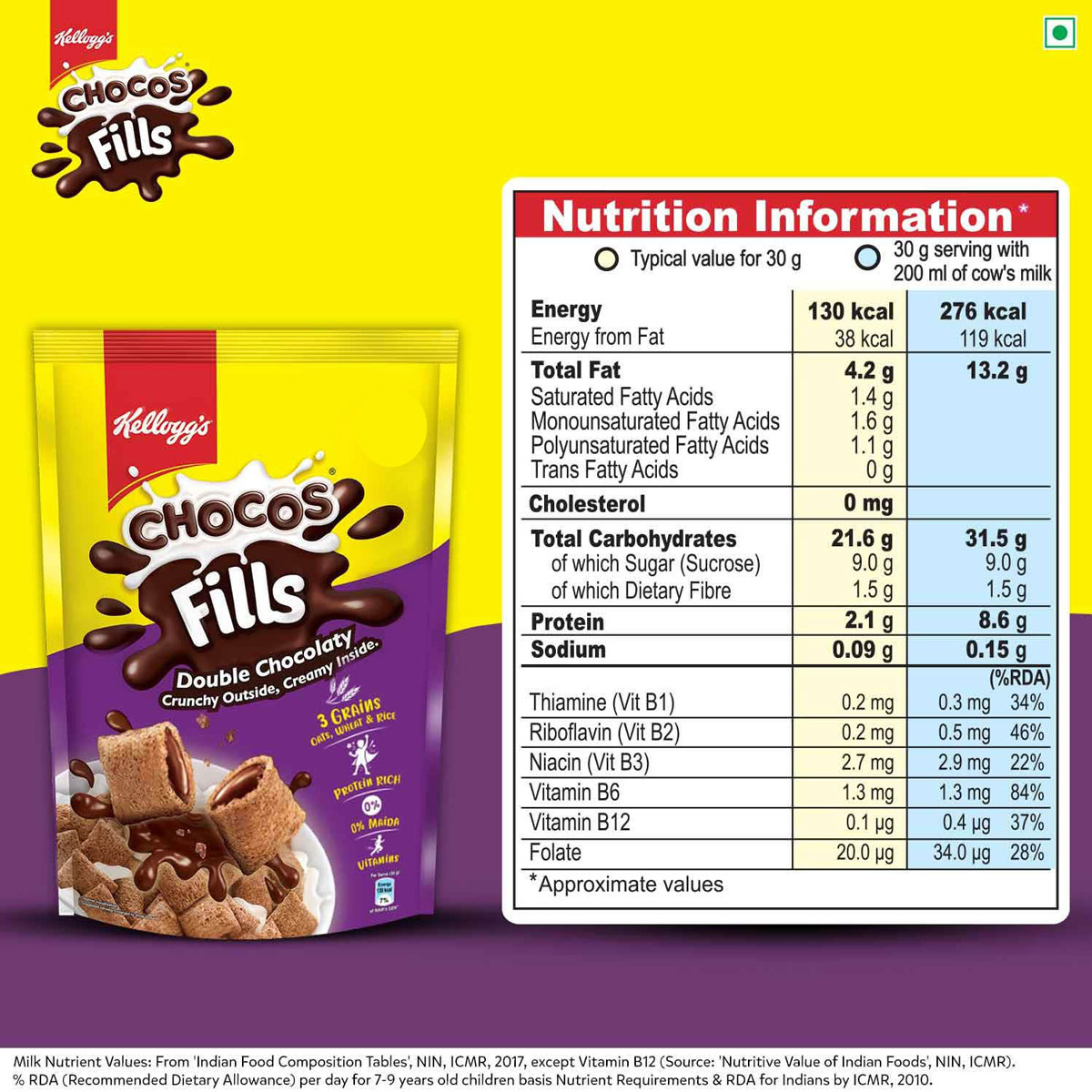 Kellogg's Double Chocolaty Choco Fills, 175 gm, Pack of 1 Kellogg's Double Chocolaty Choco Fills, 175 gm, Pack of 1