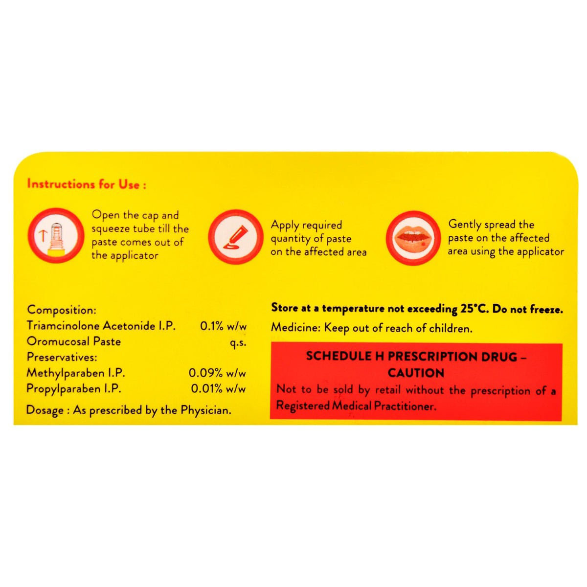 Kenacort 0.1% Oral Paste 5 gm, Pack of 1 PASTE Kenacort 0.1% Oral Paste 5 gm, Pack of 1 PASTE