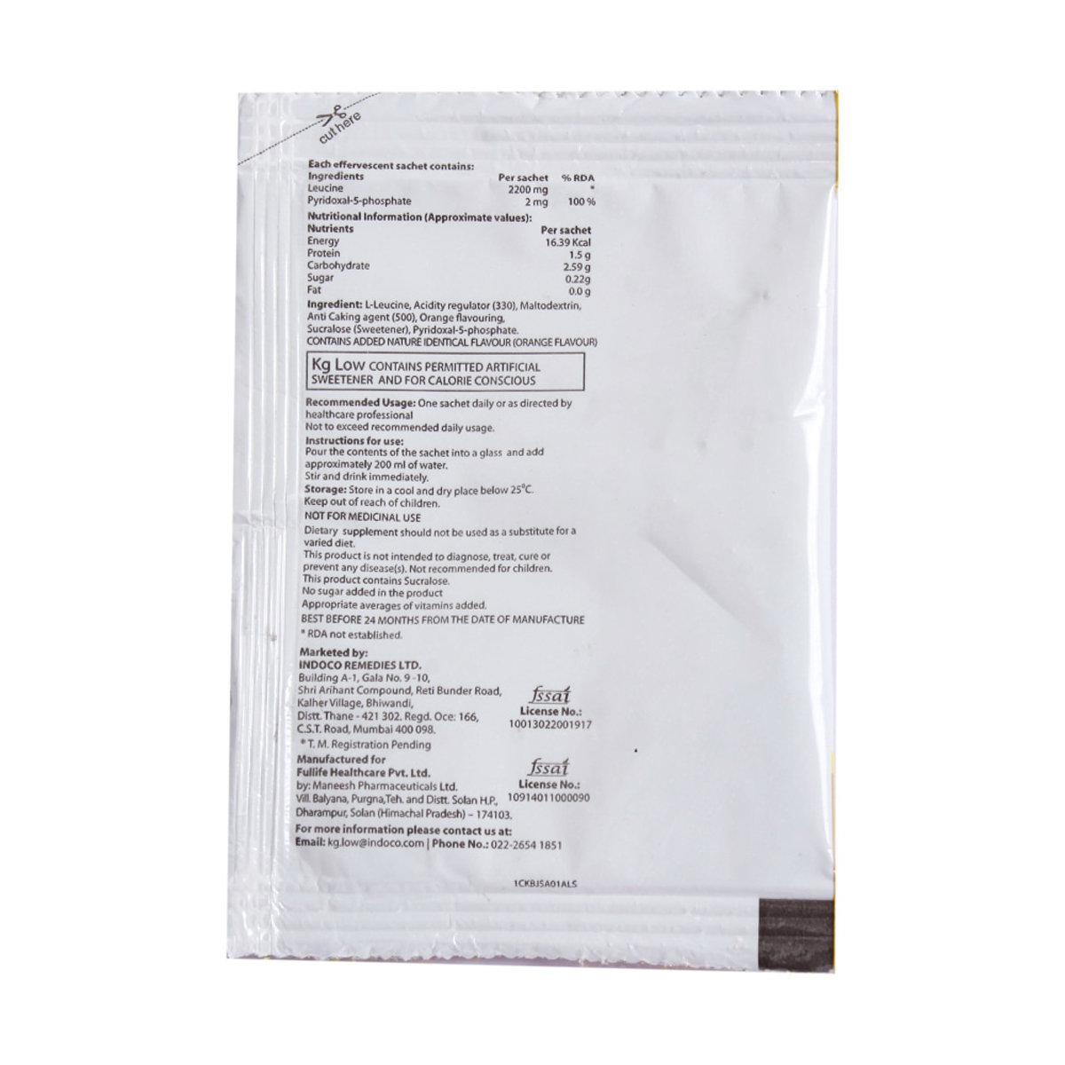 KG Low Orange Sachet 4.5 gm, Pack of 1 KG Low Orange Sachet 4.5 gm, Pack of 1