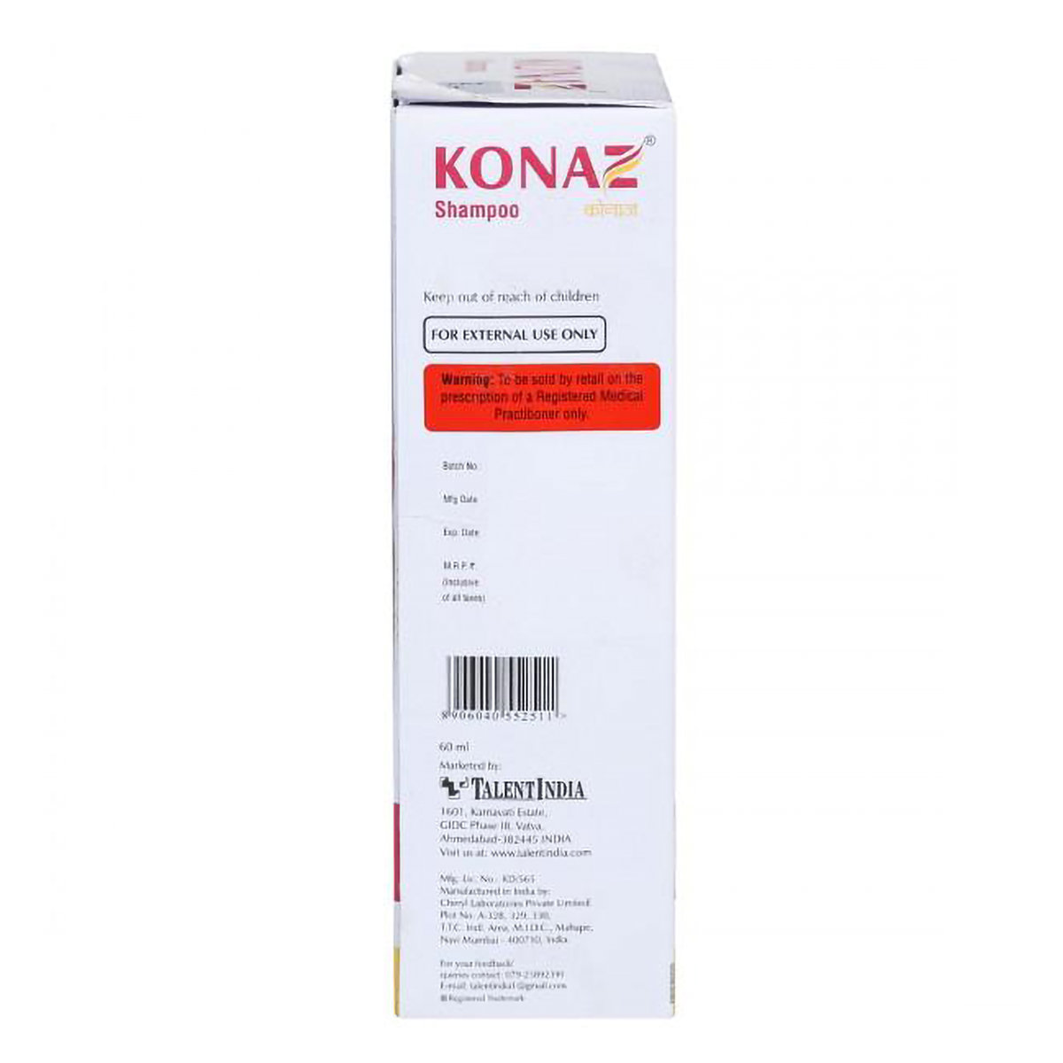 Konaz Shampoo, 60 ml, Pack of 1 Konaz Shampoo, 60 ml, Pack of 1