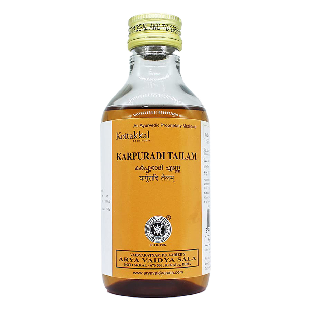 Kottakkal Ayurveda Karpuradi Tailam Oil, 200 ml, Pack of 1 Kottakkal Ayurveda Karpuradi Tailam Oil, 200 ml, Pack of 1