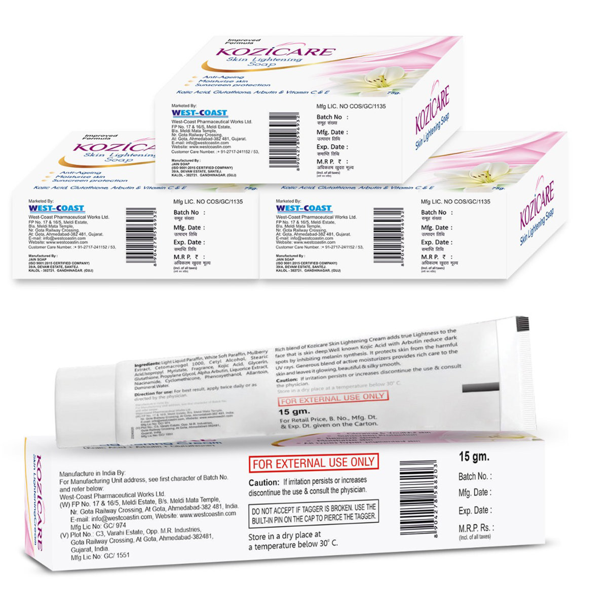 Kozicare Skin Lightening Kit 1 Kit (Soap & Cream) | Moisturises Skin | Removes Spots | Sun Protection | Gives Glowing & Youthful Skin | For All Type Of Hyperpigmented Skin, Pack of 1 Kozicare Skin Lightening Kit 1 Kit (Soap & Cream) | Moisturises Skin | Removes Spots | Sun Protection | Gives Glowing & Youthful Skin | For All Type Of Hyperpigmented Skin, Pack of 1