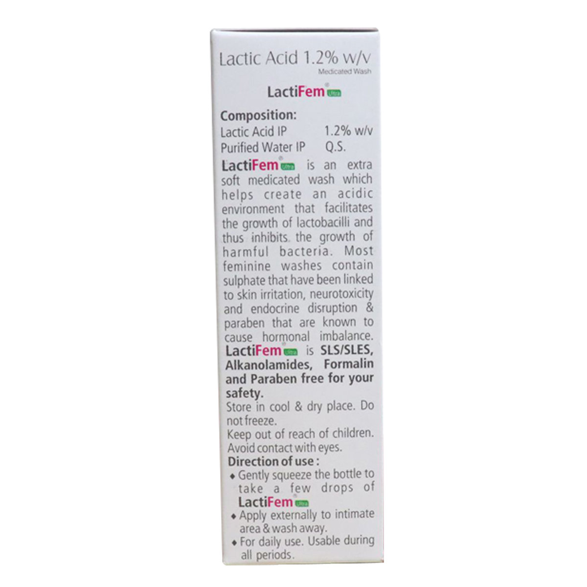 Lactifem Ultra 1.2% Medicated Wash 100 ml, Pack of 1 Lactifem Ultra 1.2% Medicated Wash 100 ml, Pack of 1