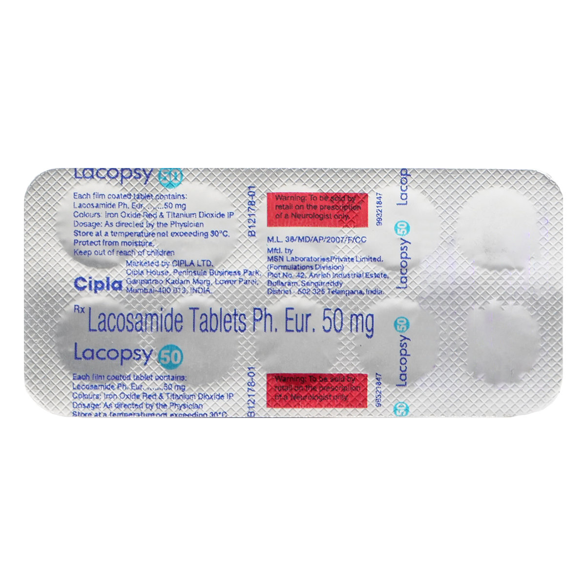 Lacopsy 50mg Tablet 10's, Pack of 10 TabletS Lacopsy 50mg Tablet 10's, Pack of 10 TabletS