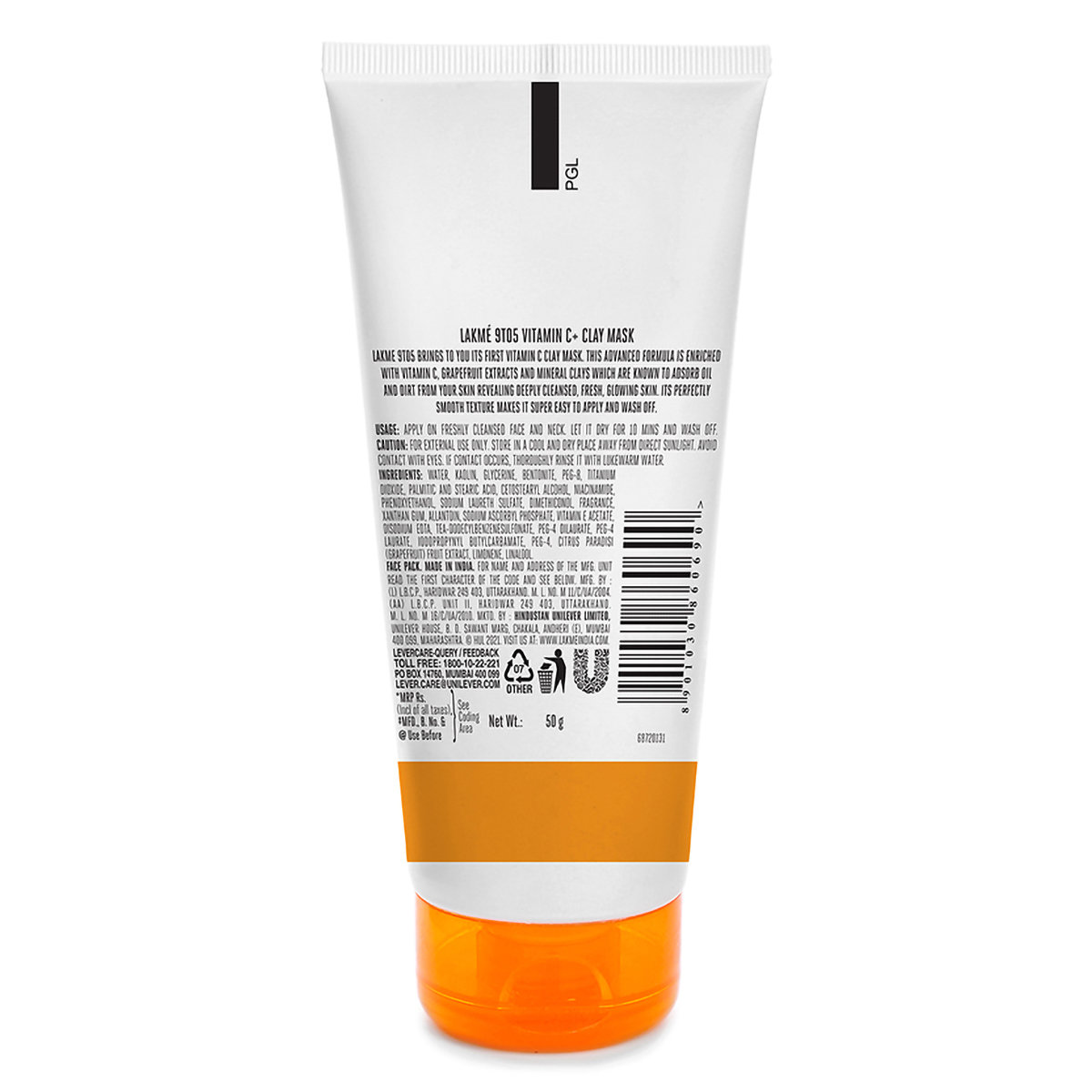 Lakme 9to5 Vitamin C+ Clay mask, 50 gm, Pack of 1 Lakme 9to5 Vitamin C+ Clay mask, 50 gm, Pack of 1