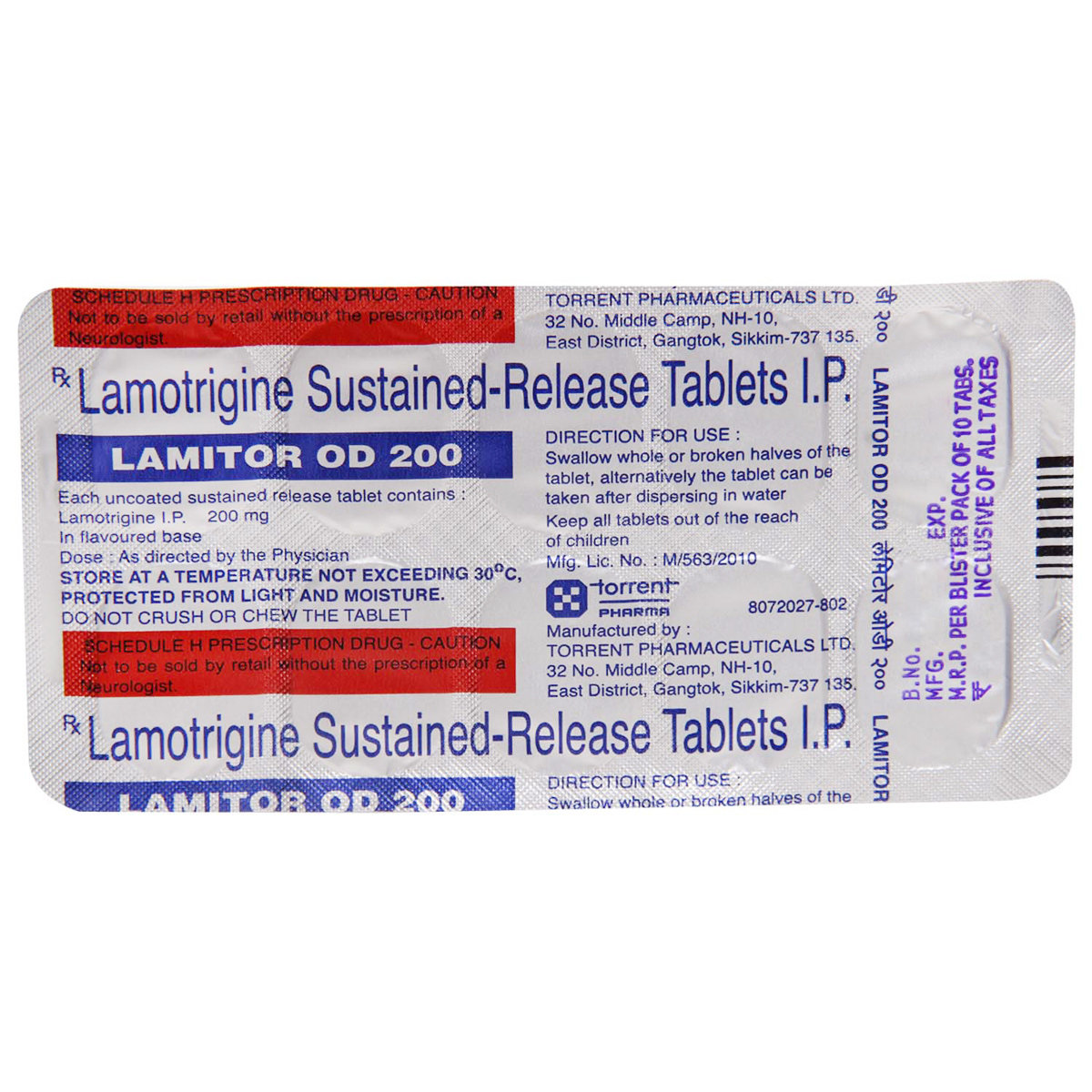 Lamitor OD 200 Tablet 10's, Pack of 10 TABLETS Lamitor OD 200 Tablet 10's, Pack of 10 TABLETS
