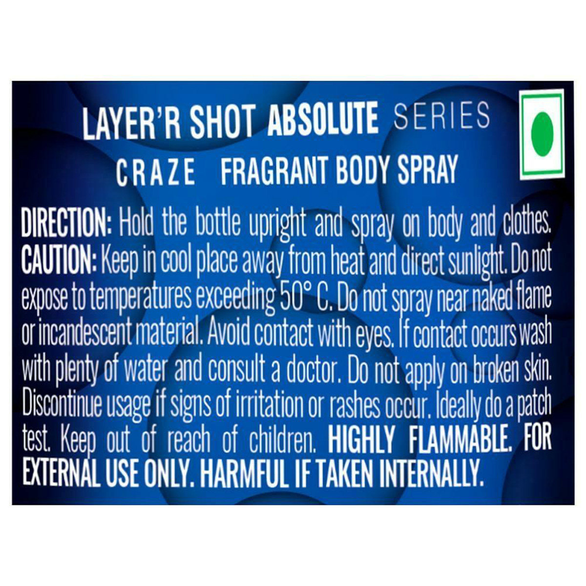 Layer'r Shot Absolute Craze Deodorant Body Spray, 135 ml, Pack of 1 Layer'r Shot Absolute Craze Deodorant Body Spray, 135 ml, Pack of 1