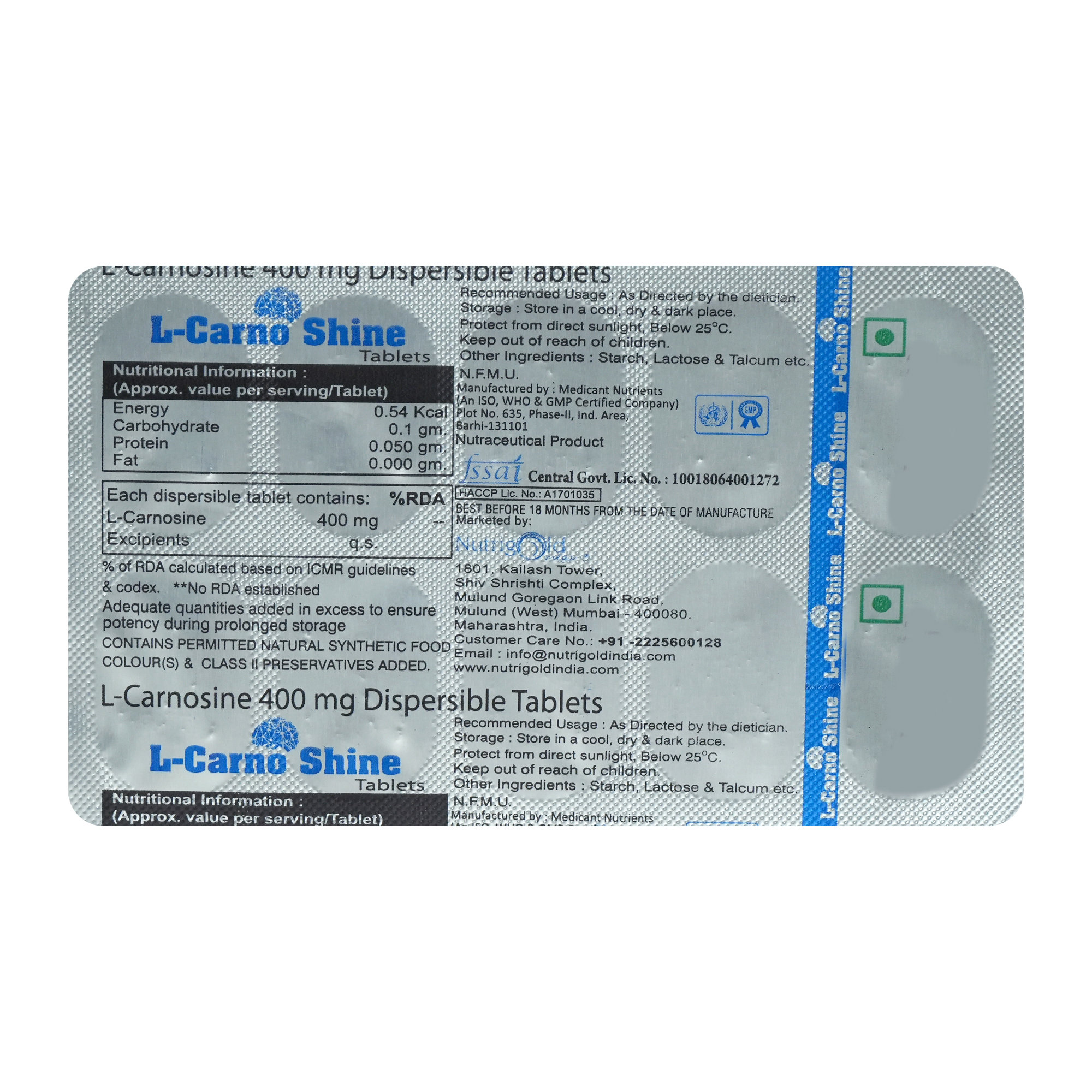 L Carno Shine Tablet 10's, Pack of 10 TabletS L Carno Shine Tablet 10's, Pack of 10 TabletS