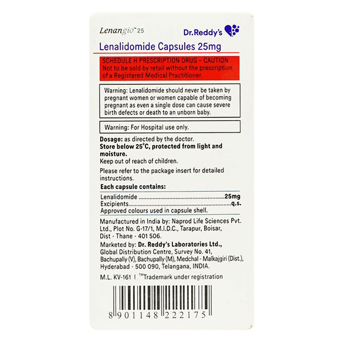 Lenangio 25 mg Capsule 10's, Pack of 1 Capsule Lenangio 25 mg Capsule 10's, Pack of 1 Capsule